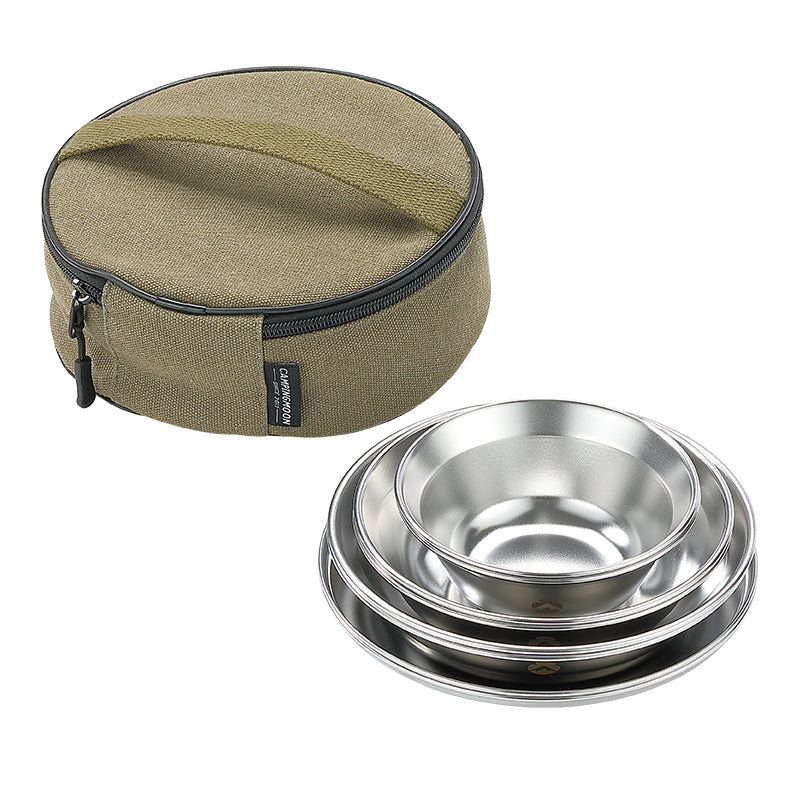 Load image into Gallery viewer, S395-2S 2-Piece Stainless Steel Camping Plates Set, Dishwasher Safe