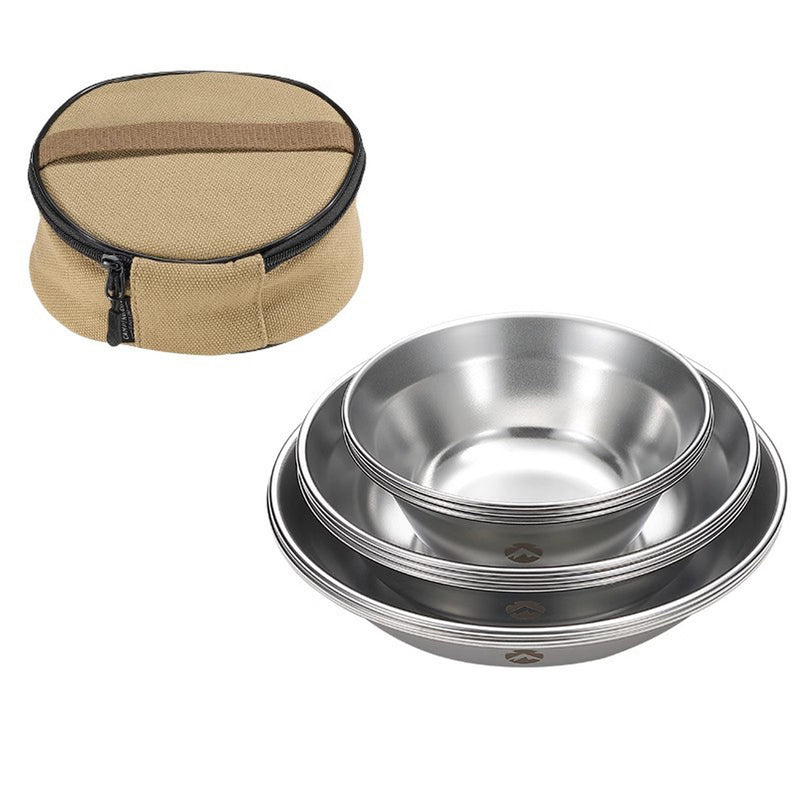 Load image into Gallery viewer, S395-3S 12-Piece Stainless Steel Camping Set, Dishwasher Safe, with Storage Bag