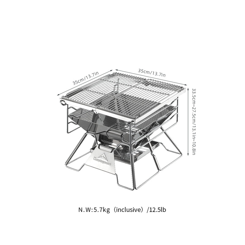 Load image into Gallery viewer, X-TWO Stainless Steel BBQ Grill, Sturdy Charcoal Barbecue Stove