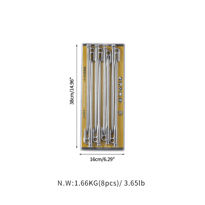Load image into Gallery viewer, K30-8P Forged Stainless Steel Pegs, HB366-388, Azuruda Stake, 11.8 Inches, 8-Piece