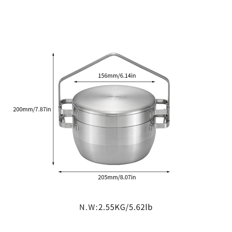 Load image into Gallery viewer, DO-25 Premium Polished Outdoor Stainless Steel Dutch Oven, 6-Inch