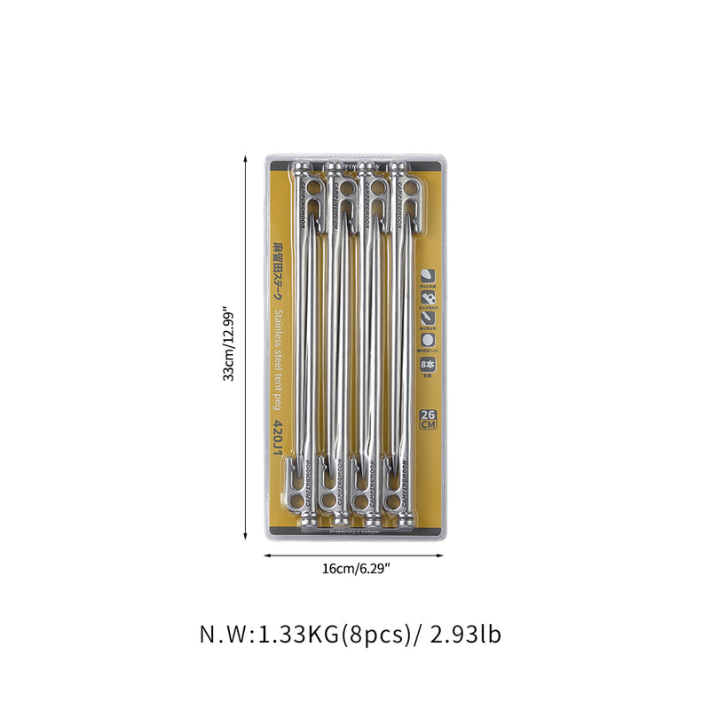 Load image into Gallery viewer, K26-8P Forged Stainless Steel Pegs, 10.2 Inches, 8-Piece Set, Azuruda Stake