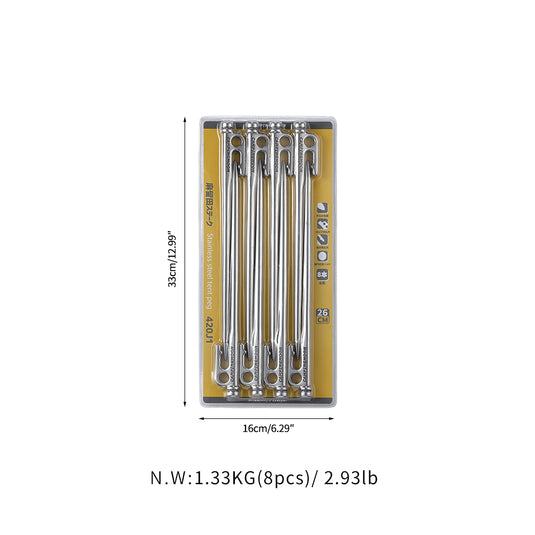 K26-8P Forged Stainless Steel Pegs, 10.2 Inches, 8-Piece Set, Azuruda Stake