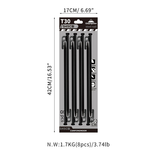 T-30-8P 8pcs Carbon Steel Tent Stakes, 11.81