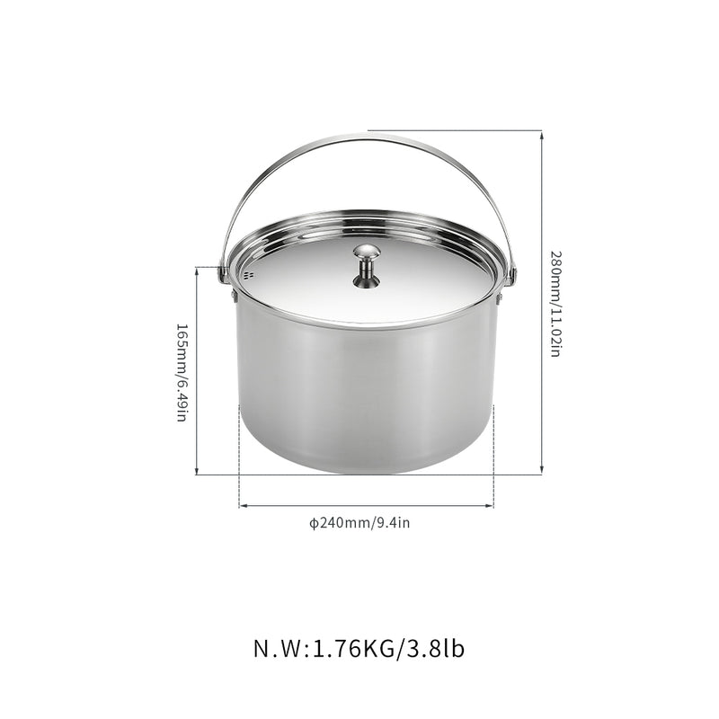 Load image into Gallery viewer, CC-24 Large Camping Outdoor Stockpot Stainless Steel Aluminum Three-Ply Steel Pot, 5.8L