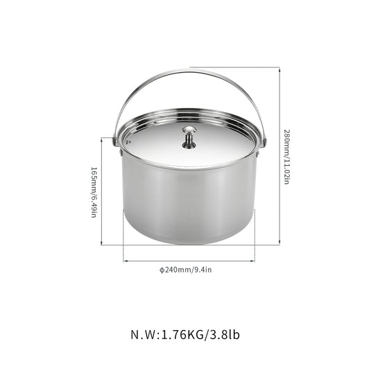 CC-24 Large Camping Outdoor Stockpot Stainless Steel Aluminum Three-Ply Steel Pot, 5.8L