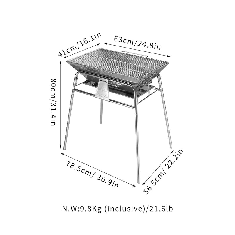 Load image into Gallery viewer, MT-5-MAX Large Folding Charcoal Grill BBQ Stainless Steel Stand