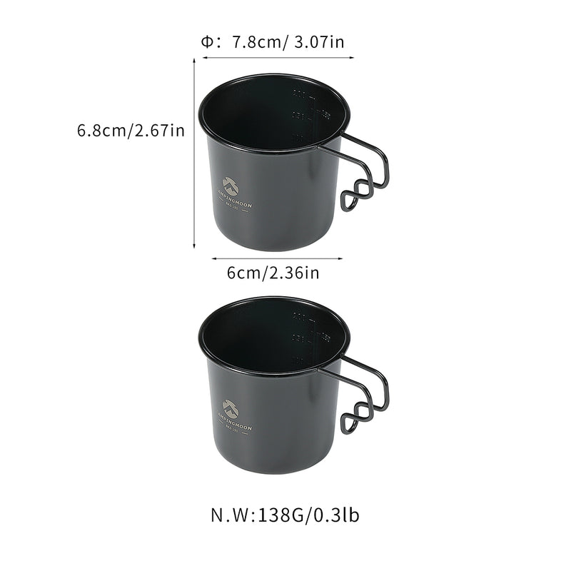 Load image into Gallery viewer, BKS-190-2P 2-Piece 304 Stainless Steel Camping Mug, 7oz (210ml), Black