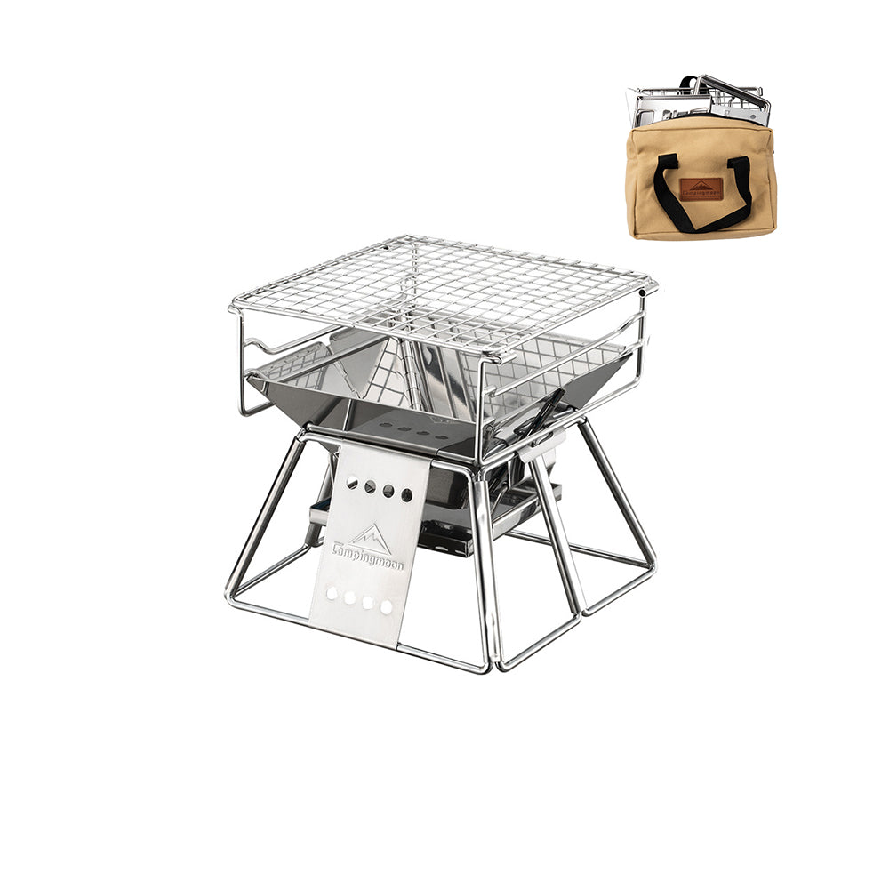 X-MINI Small Portable Stainless Steel Tabletop Charcoal Grill – Compact Camping BBQ Grill with Carry Bag – Campingmoon