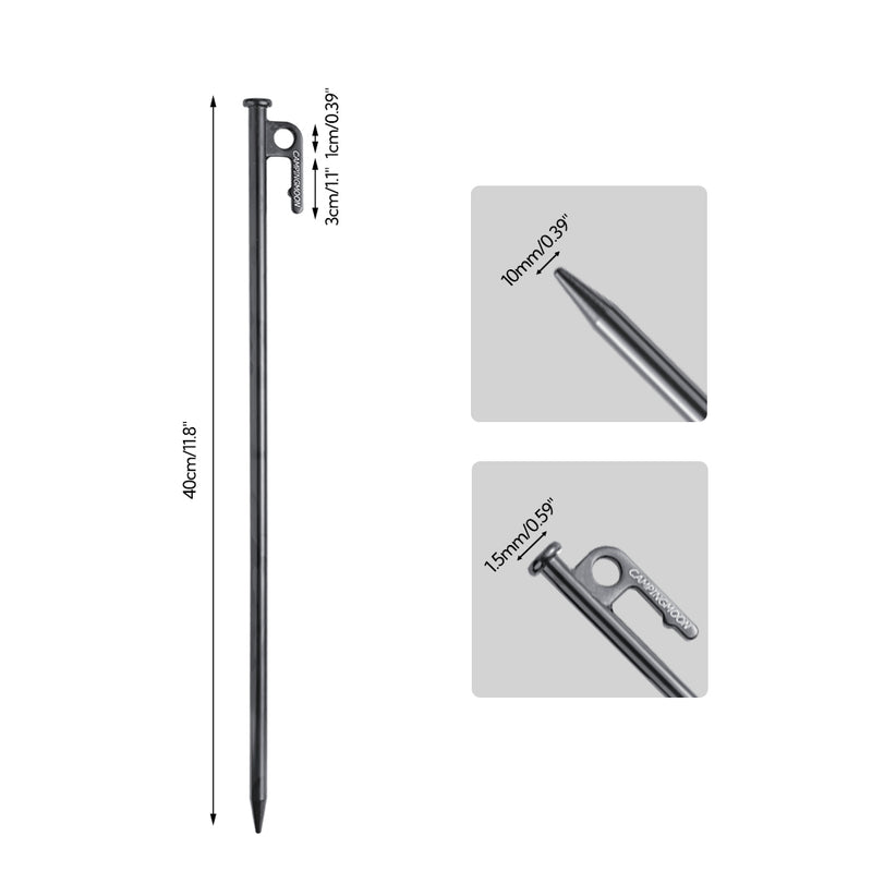 Load image into Gallery viewer, T-40-6P 15.7-Inch Carbon Steel Tent Stakes, 6-Piece, S45C