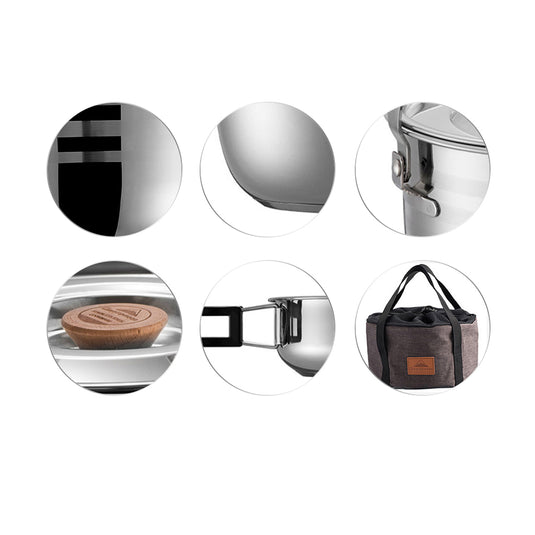 mc240 Stainless Steel Camping Mess Kit with Pots & Carry Bag