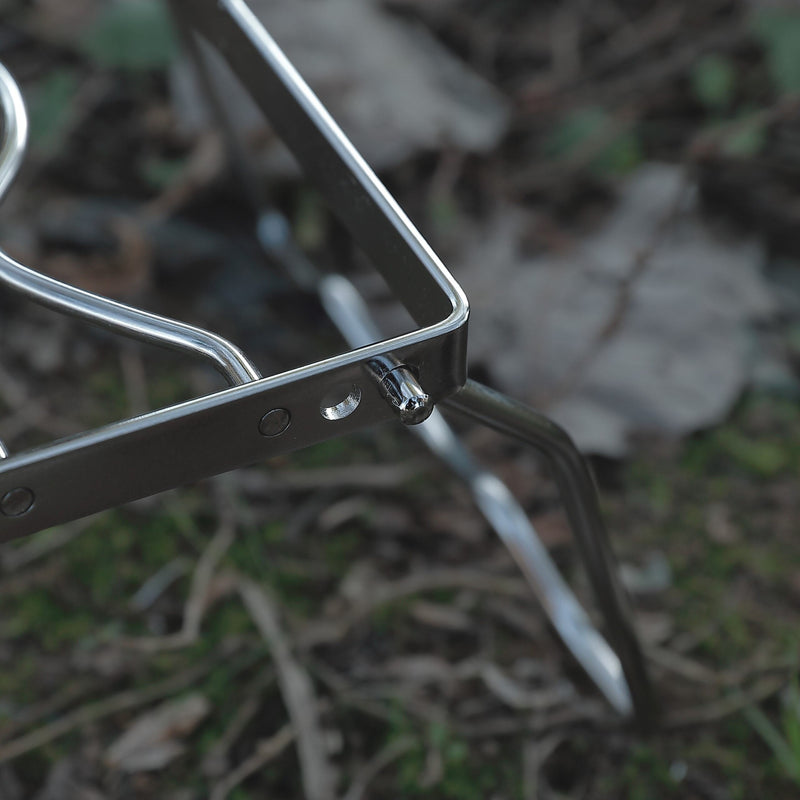 Load image into Gallery viewer, MS-1013 Folding 2-Height Adjustable Campfire Pot Stand - 18'' Stainless Steel with Storage Bag