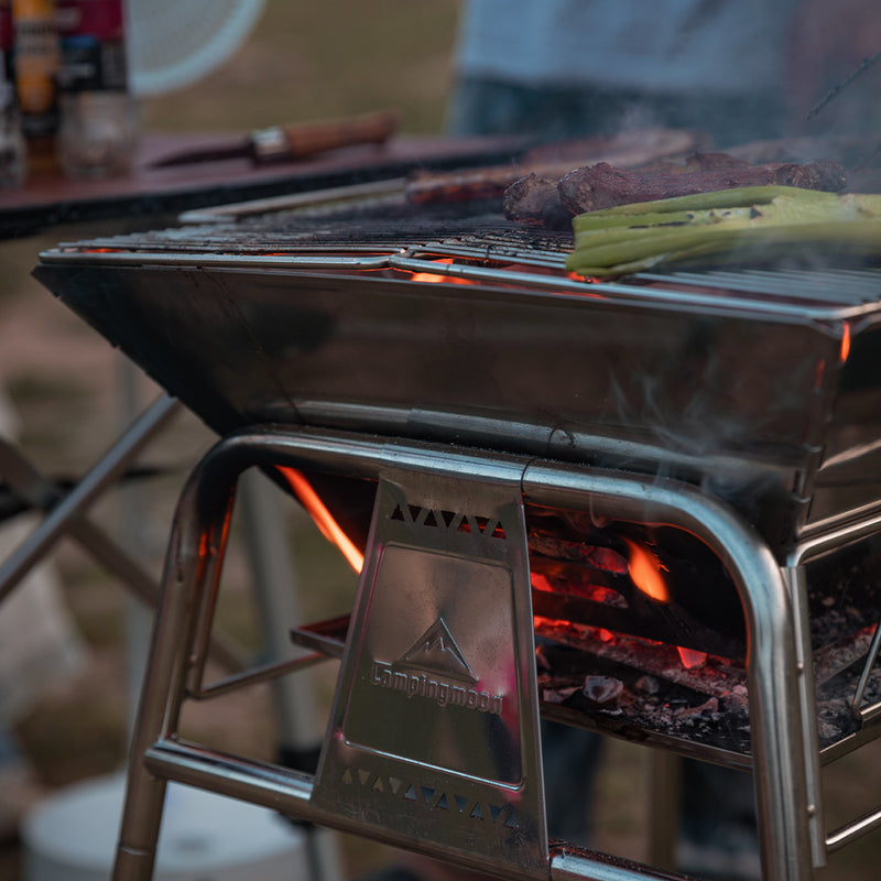 Load image into Gallery viewer, MT-5-MAX Large Folding Charcoal Grill BBQ Stainless Steel Stand