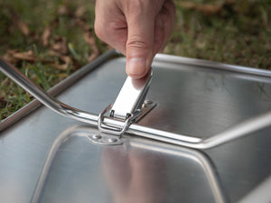 <br>EASY SET-UP & FOLDING</br>
This large stainless steel fire pit & grill is easy to set up and no tool is needed.