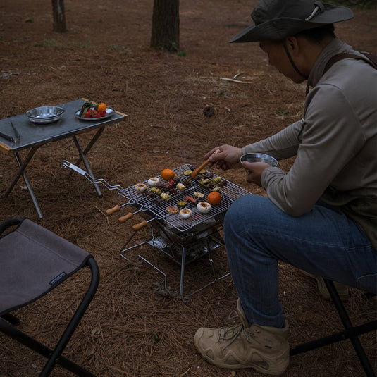 MT-2 Portable Stainless Steel Camping Grill, Foldable, 14-Inch