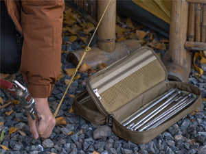Storage for pegs and hammer Help tent setup.