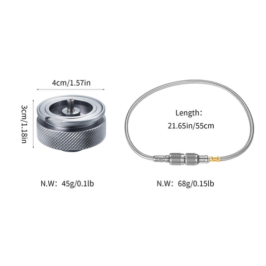 Z13/Z16 Gas Stove Adapter, EN417 Lindal Valve to Butane, with Extend Hose