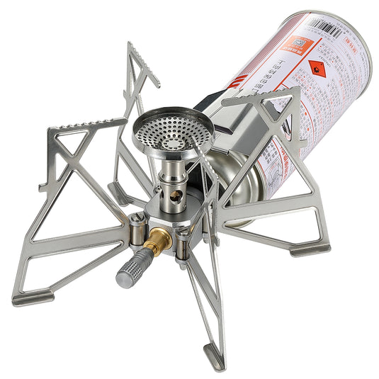 XD-3-NE Butane Camping Stove, Lightweight, Foldable, Pressure Stabilizer, Stainless Steel
