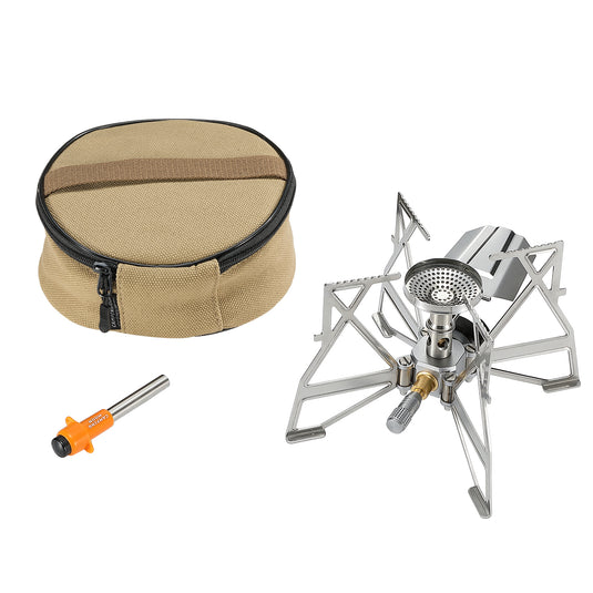 XD-3-NE Butane Camping Stove, Lightweight, Foldable, Pressure Stabilizer, Stainless Steel