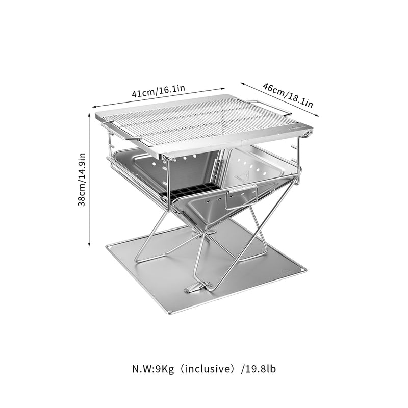 Load image into Gallery viewer, MT-045 3-in-1 Portable Wood Burning Grill & Fire Pit, 16x18", with Bag
