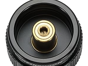 Outlet side (Device side) This adapter can connect Campinga stoves (with easy Clic Plus system) to standard screw-on (EN417 valve) type canister.