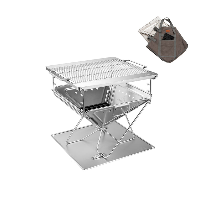 Load image into Gallery viewer, MT-045 3-in-1 Portable Wood Burning Grill & Fire Pit, 16x18", with Bag