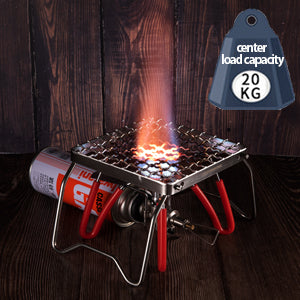 <b>304 STAINLESS STEEL, φ2.3 mm wire mesh</b>
This open fire camping stove grill grate is made of 304 stainless steel, φ2.3 mm wire mesh. It makes this camping grill grate be high heat resistance, and resistant to rust.
Center load capacity of this open fire camping grill is 44lb/20kg. This camping grill is compact but has sturdy structure.
