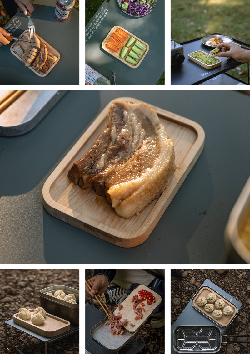 Load image into Gallery viewer, YM-2013 Wooden Cutting Board for Mess Tin - 7.2'' Pot Holder & Plate