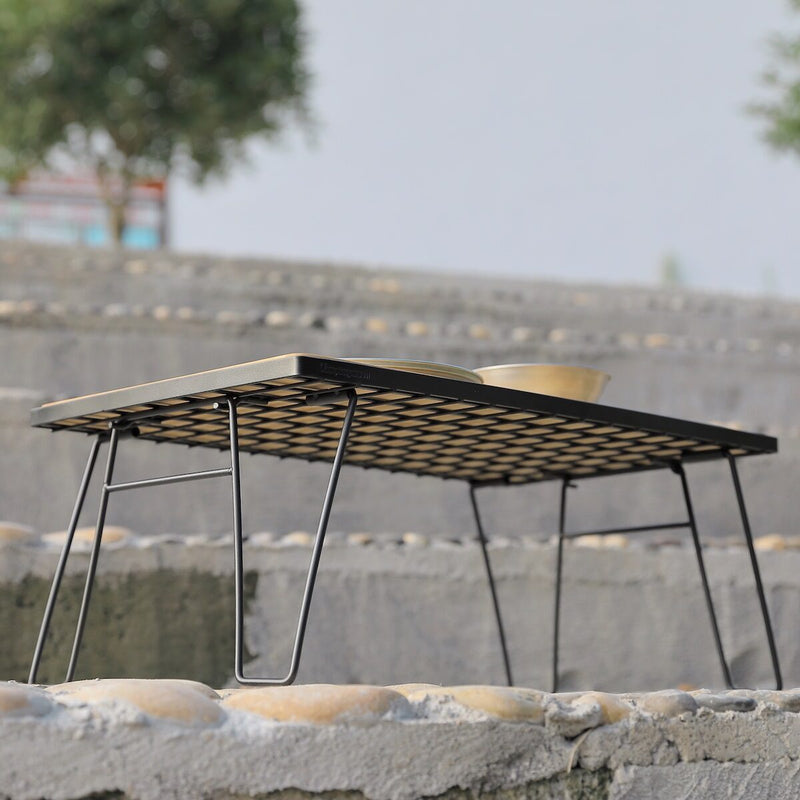 Load image into Gallery viewer, T230-TP Bamboo Top Foldable Field Rack - Stackable Mesh Camping Table