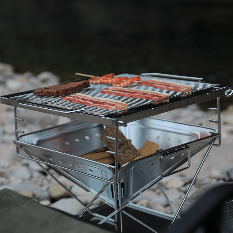 Load image into Gallery viewer, MT-045 3-in-1 Portable Wood Burning Grill & Fire Pit, 16x18", with Bag