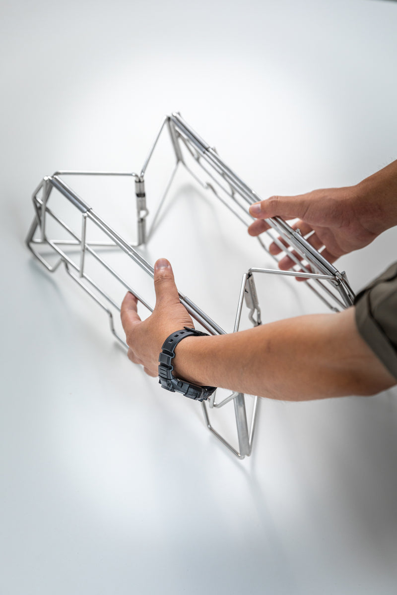 Load image into Gallery viewer, MT-3-ST Collapsible Stainless Steel Cooking Stand Trivet for Campfire Outdoor