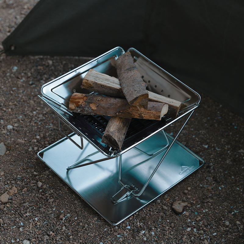 Load image into Gallery viewer, MT-035 3-in-1 Portable Stainless Steel Wood Burning Grill & Fire Pit, 14x15.35-Inch, with Carrying Bag