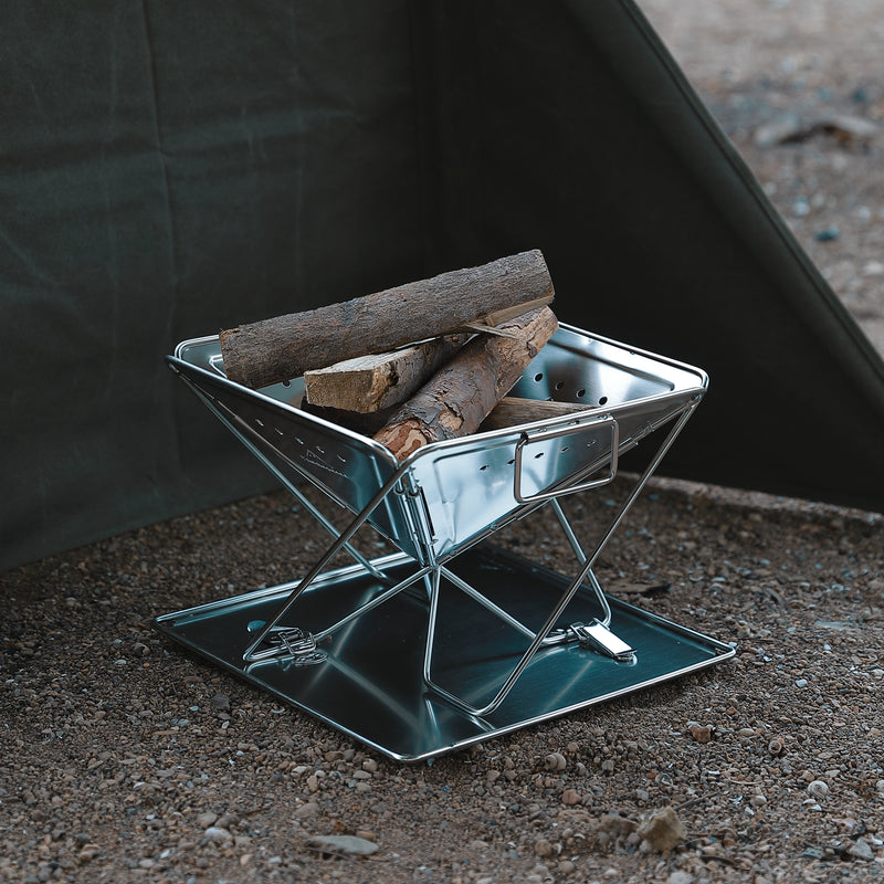 Load image into Gallery viewer, MT-035 3-in-1 Portable Stainless Steel Wood Burning Grill & Fire Pit, 14x15.35-Inch, with Carrying Bag