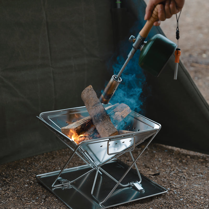 Load image into Gallery viewer, MT-035 3-in-1 Portable Stainless Steel Wood Burning Grill & Fire Pit, 14x15.35-Inch, with Carrying Bag