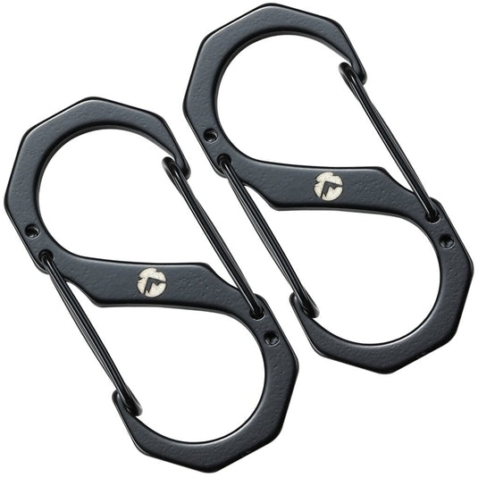 SS-5 2PCs Dual Locking Carabiner Clip - 2-inch Double Spring