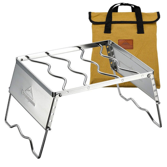 MS-1018 Portable Stainless Steel Campfire Grill for Dutch Oven with Windscreen