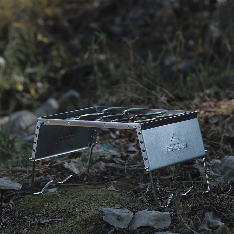 Load image into Gallery viewer, MS-1018 Portable Stainless Steel Campfire Grill for Dutch Oven with Windscreen