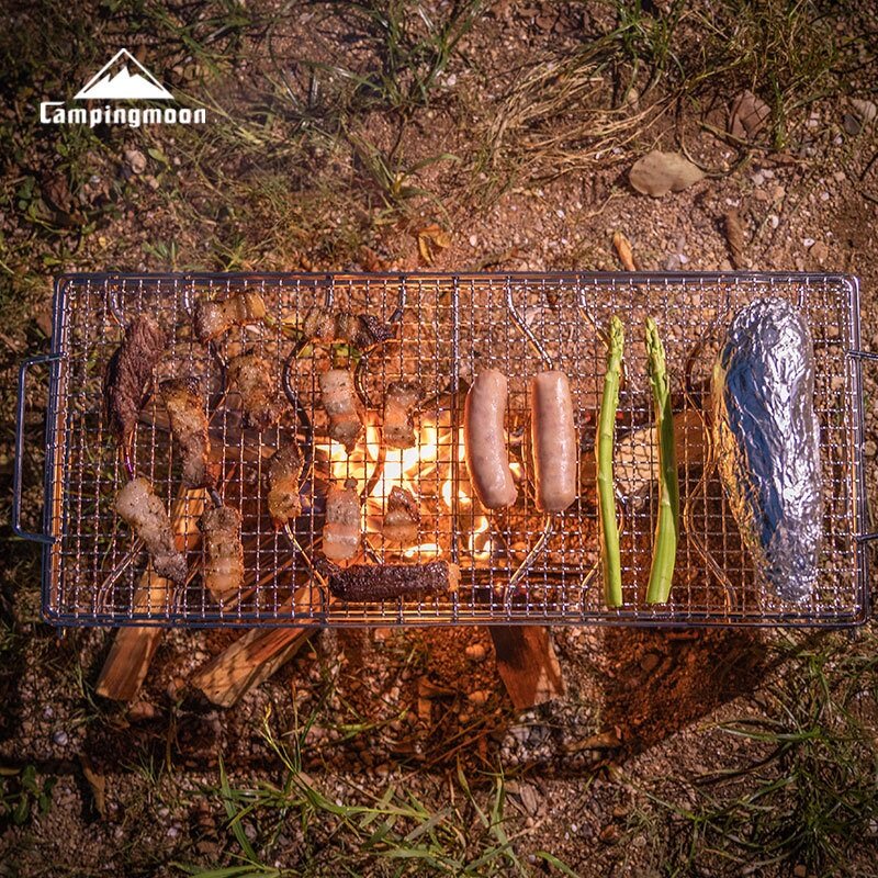 Load image into Gallery viewer, MS-1019 Portable Camping Grill with Windscreen - Stainless Steel & Folding Legs