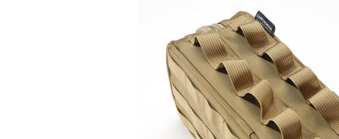 Full military MOLLE system on all sides.
The loops also allow for attaching bag hangers or carabiners as you prefer.
