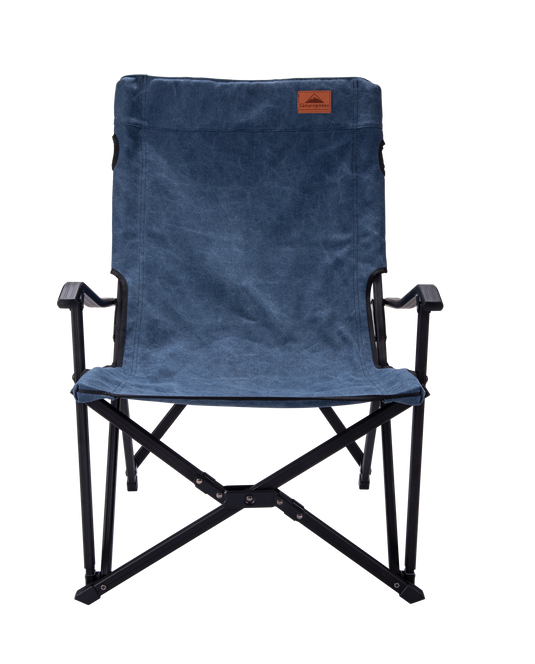 F-1003C-BL Foldable Low Camping Chair - Cotton Canvas in Blue