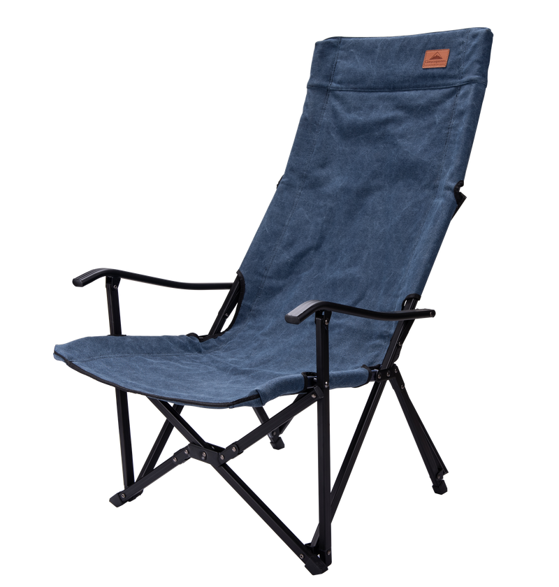 Load image into Gallery viewer, F-1002C-BL Foldable High-Back Low Camping Chair - Cotton Canvas in Blue