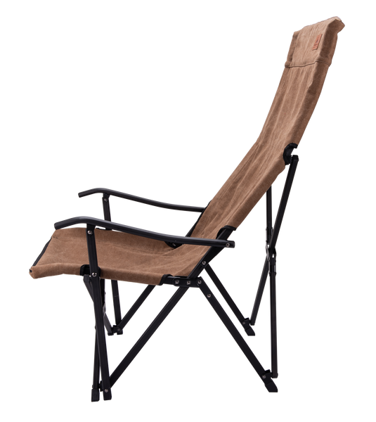 F-1002C-CF Foldable High-Back Low Camping Chair - Cotton Canvas in Coyote Brown