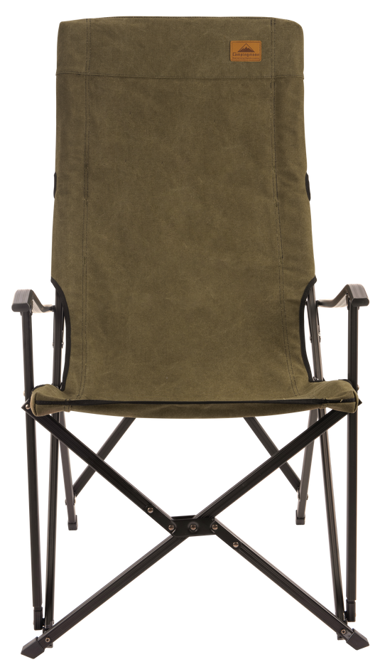 F-1001C-K Foldable Cotton Canvas Camping Chair for Campfire High Back Chair Khaki