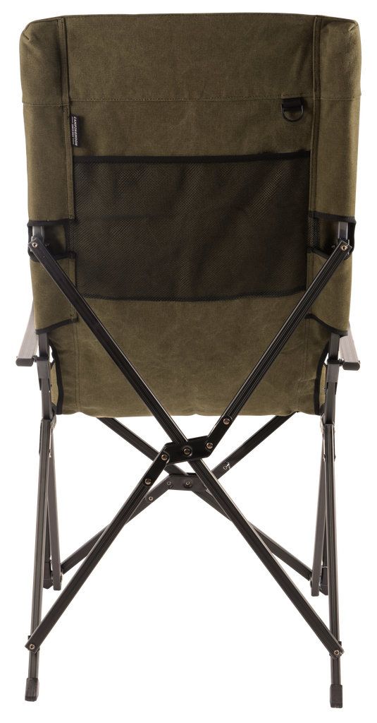 F-1001C-K Foldable Cotton Canvas Camping Chair for Campfire High Back Chair Khaki