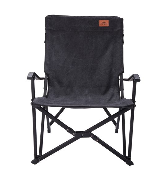 F-1003C-BK Foldable Low Camping Chair - Cotton Canvas in Black