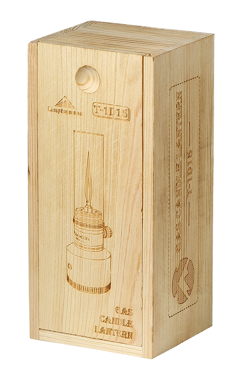 Load image into Gallery viewer, T-1D15 Camping Gas Lantern, Wooden Case Gas Candle with Empty Tank