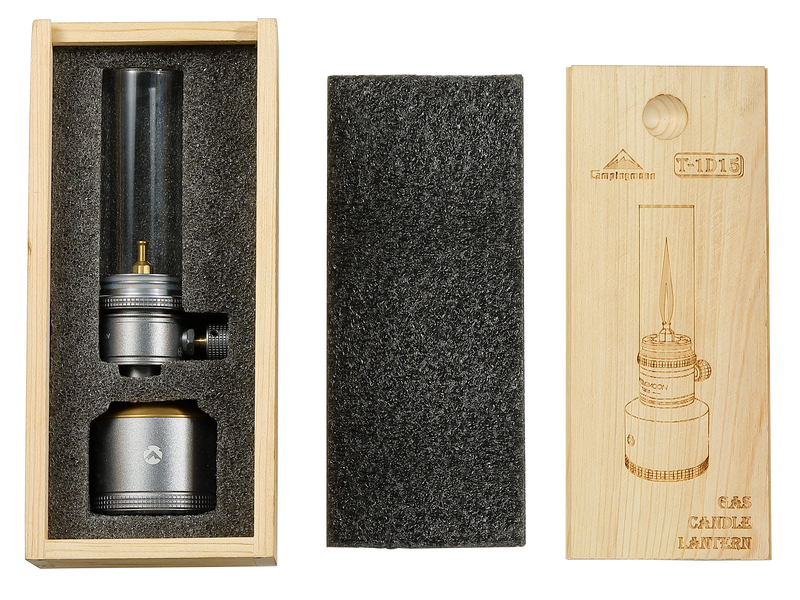 Load image into Gallery viewer, T-1D15 Camping Gas Lantern, Wooden Case Gas Candle with Empty Tank