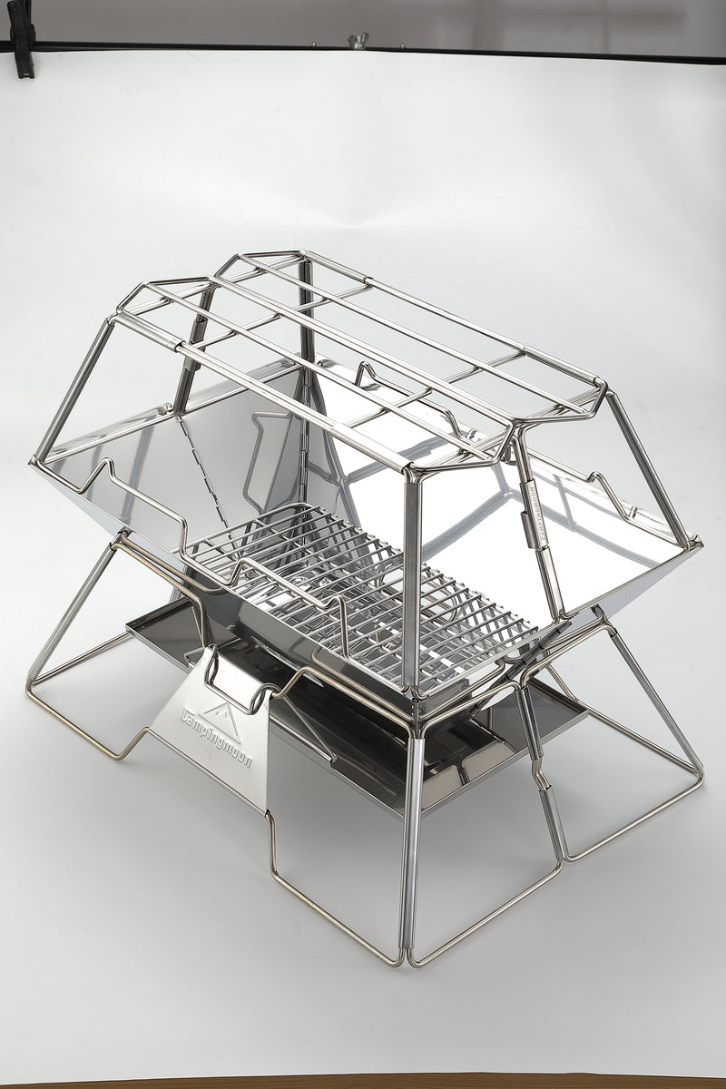 Load image into Gallery viewer, MT-3-ST Collapsible Stainless Steel Cooking Stand Trivet for Campfire Outdoor