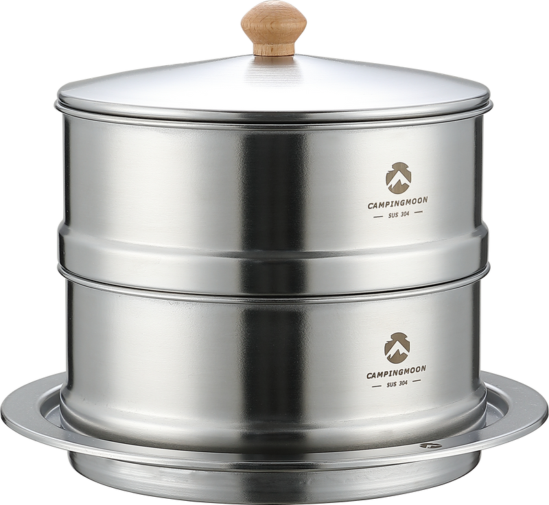 Laden Sie das Bild in Galerie -Viewer, S363 Stainless Steel Camping Steamer Set