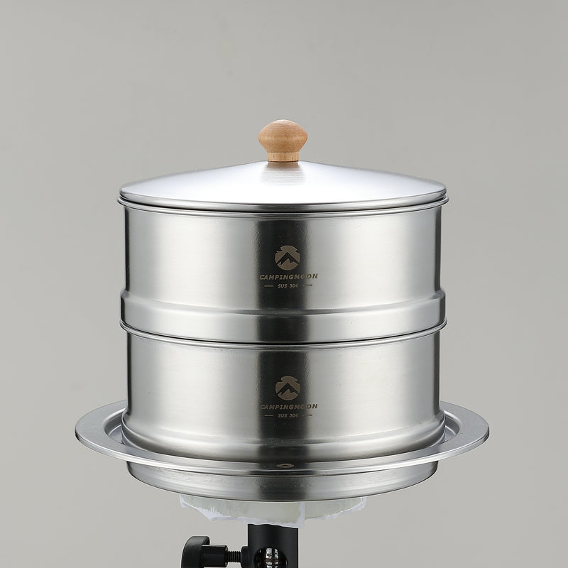 Laden Sie das Bild in Galerie -Viewer, S363 Stainless Steel Camping Steamer Set